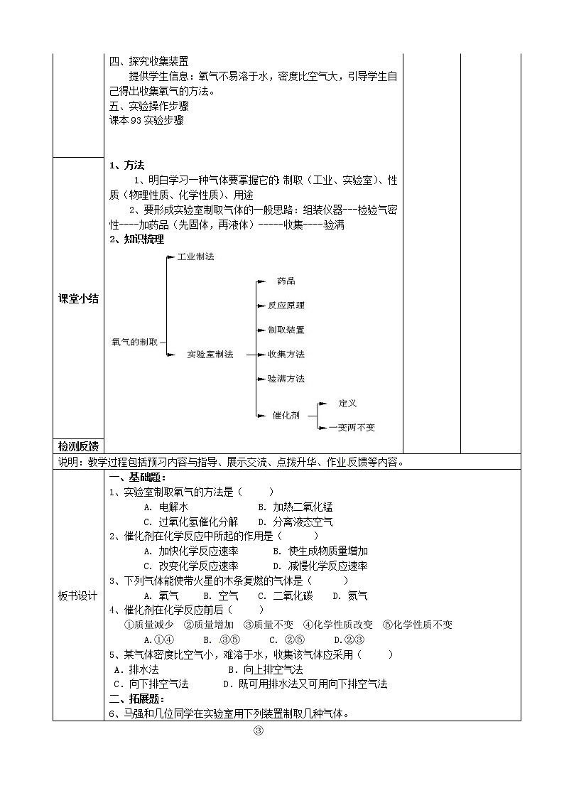 鲁教五四制初中化学八年级全册《第四单元 到实验室去：氧气的实验室制取与性质》教案02