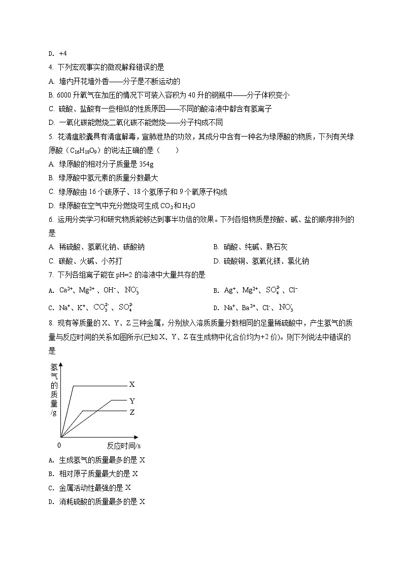 精品解析：2021年贵州省黔东南州凯里市凯里学院附中中考一模化学试题02