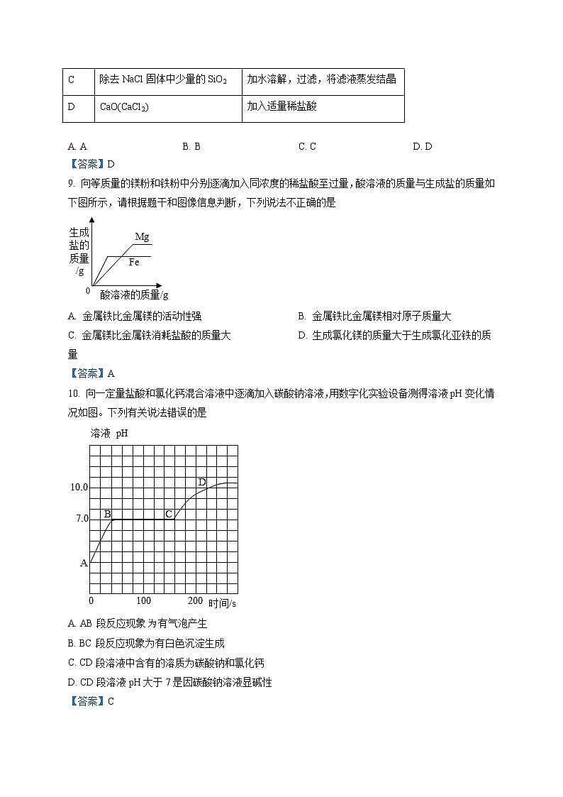 2020年山东省济宁市鱼台县中考一模化学试题第3页