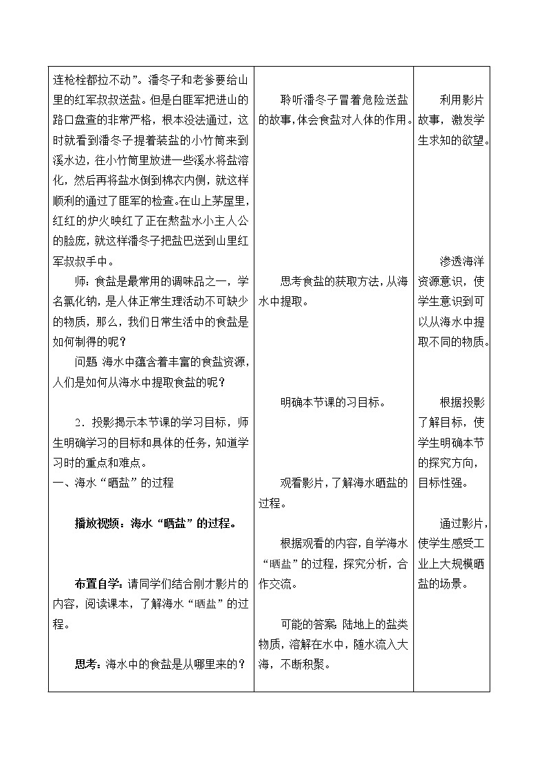 鲁教版（五四制）九年级全一册 3.2  海水“晒盐”_（教案）02