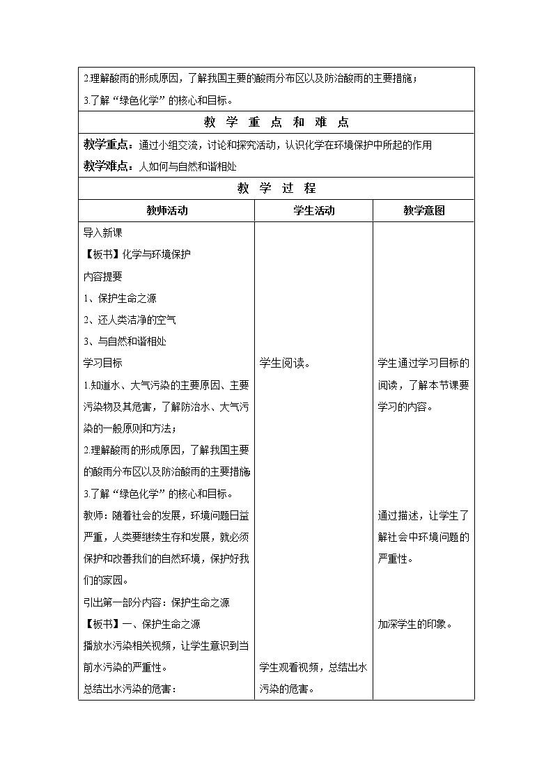 鲁教版（五四制）九年级全一册 6.4 化学与环境保护(1)（教案）第2页