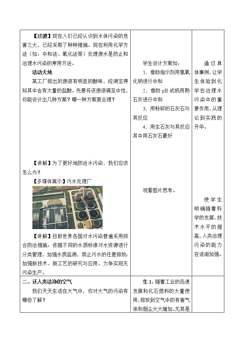 鲁教版（五四制）九年级全一册 6.4 化学与环境保护_（教案）第3页