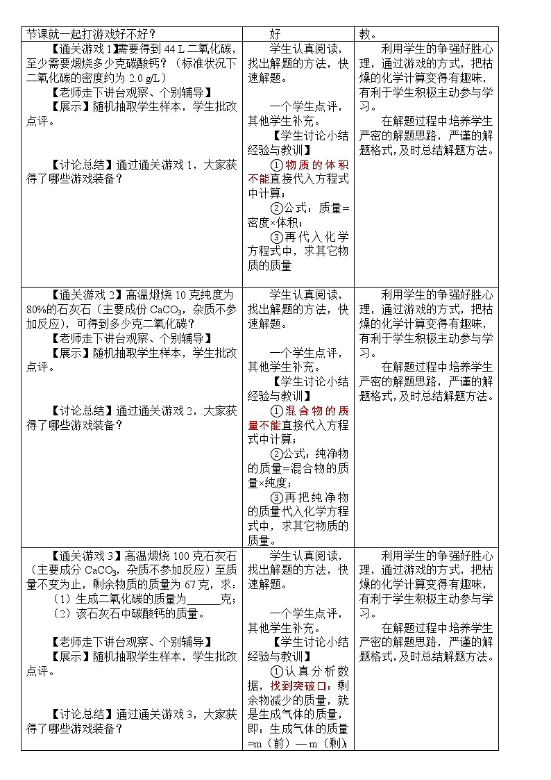 人教版（五四制）八年级全一册化学 第五单元 课题3 利用化学方程式的简单计算(2)（教案）第2页