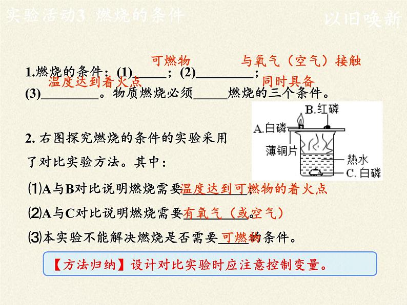 人教版（五四制）八年级全一册化学 第七单元  实验活动3 燃烧的条件(1)（课件）03