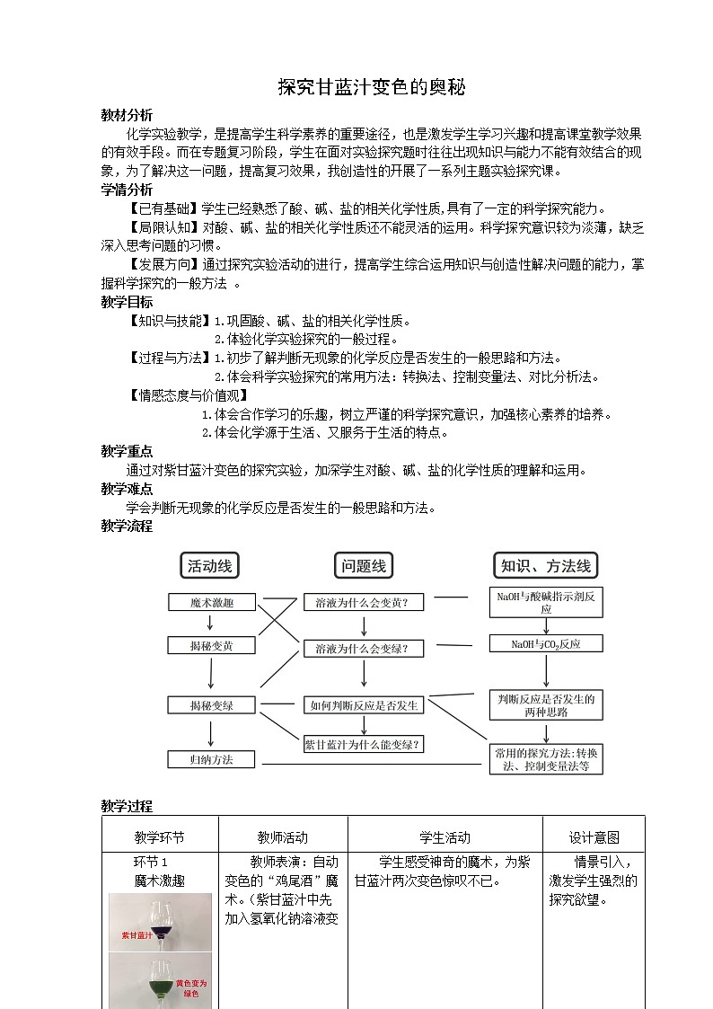 人教版（五四制）九年级全一册化学 实验活动4 溶液酸碱性的检验(1)（教案）01