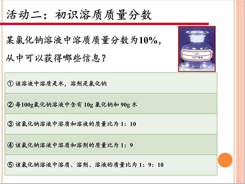 人教版（五四制）九年级全一册化学 第二单元 课题3  溶液的浓度(1)（课件）04