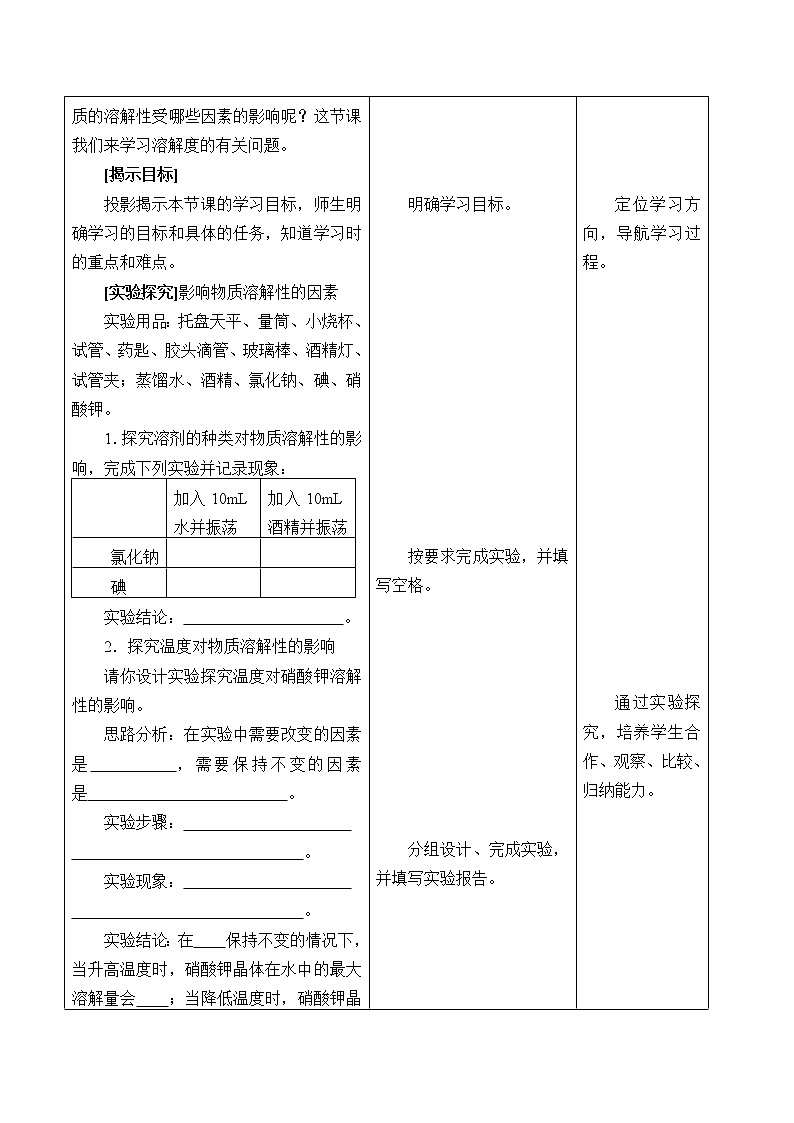 鲁教版（五四制）九年级全一册 1.3 物质的溶解性_（教案）第2页