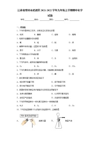 江苏省常州市武进区2021-2022学年九年级上学期期中化学试题（word版 含答案）