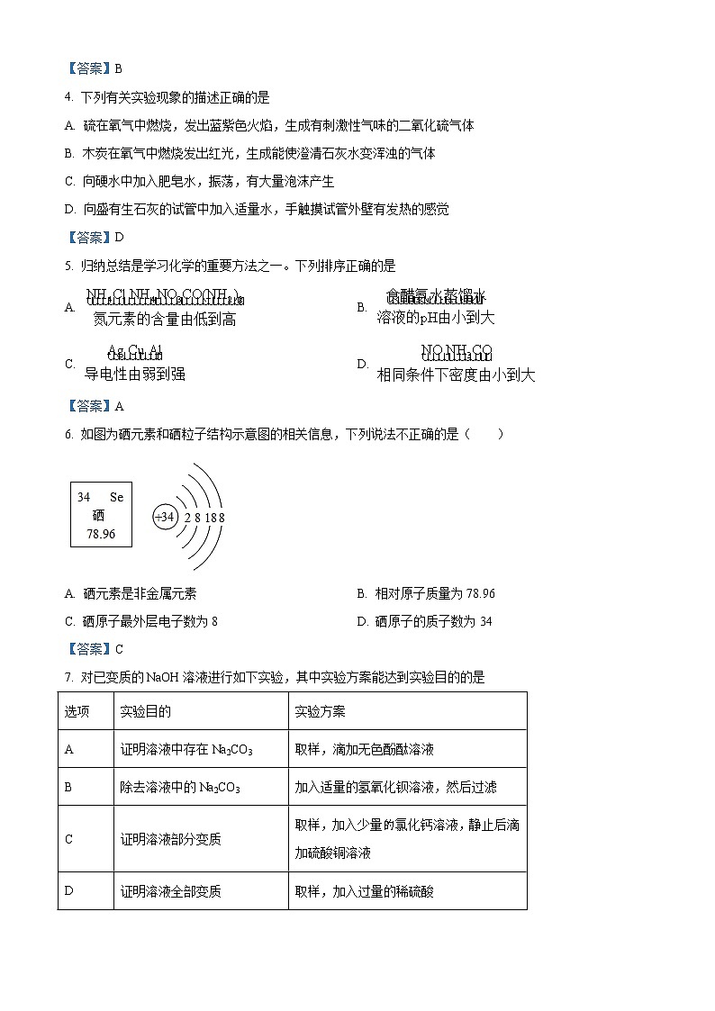 2021年黑龙江省齐齐哈尔市铁锋区中考一模化学试题02