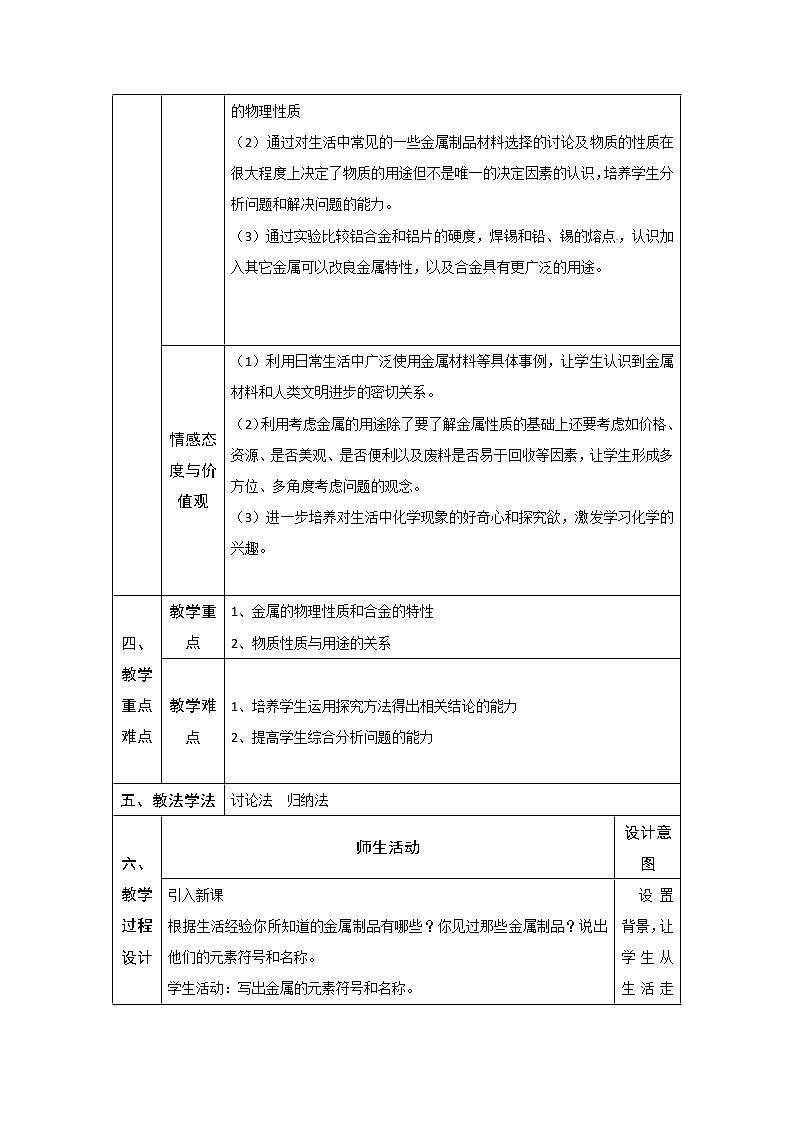 6.1金属材料的物理性质教案02