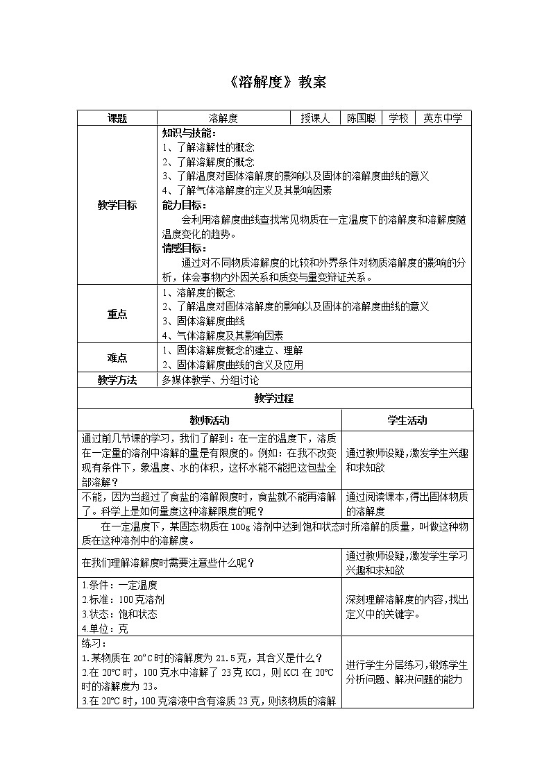 7.2 物质溶解的量教案01