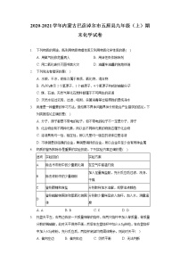 内蒙古巴彦淖尔市五原县2020-2021学年九年级上学期期末化学试题（word版 含答案）