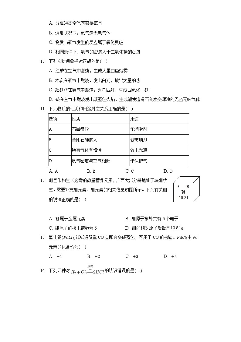 广西南宁市2020-2021学年九年级上学期期末化学试卷（word版 含答案）02