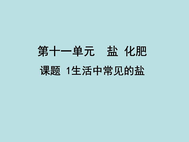 人教版初中化学九下《第十一单元  盐  化肥  课题1 生活中常见的盐》课件PPT01