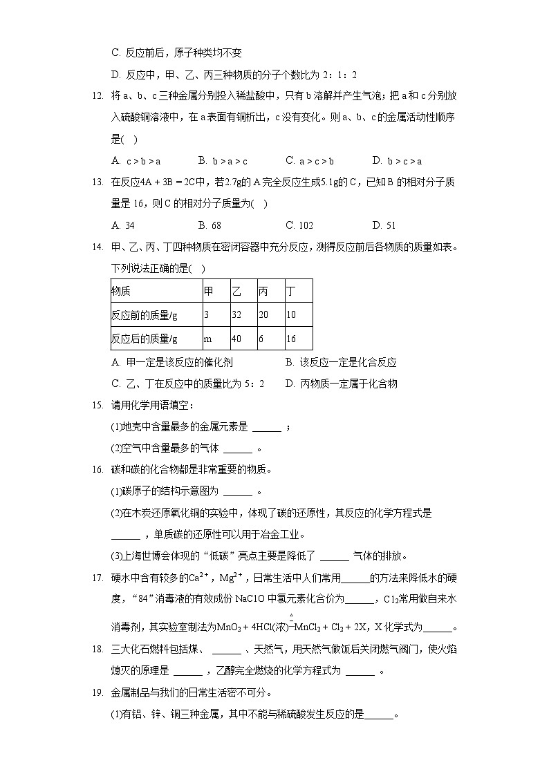 2020-2021学年河南省驻马店市汝南县九年级（上）期末化学试卷03