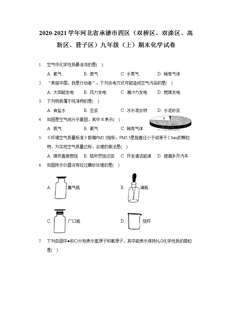 2020-2021学年河北省承德市四区（双桥区、双滦区、高新区、营子区）九年级（上）期末化学试卷01
