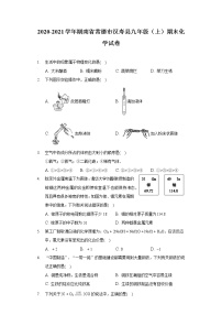 2020-2021学年湖南省常德市汉寿县九年级（上）期末化学试卷