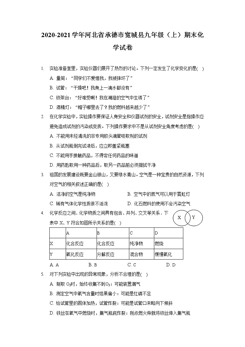 2020-2021学年河北省承德市宽城县九年级（上）期末化学试卷01
