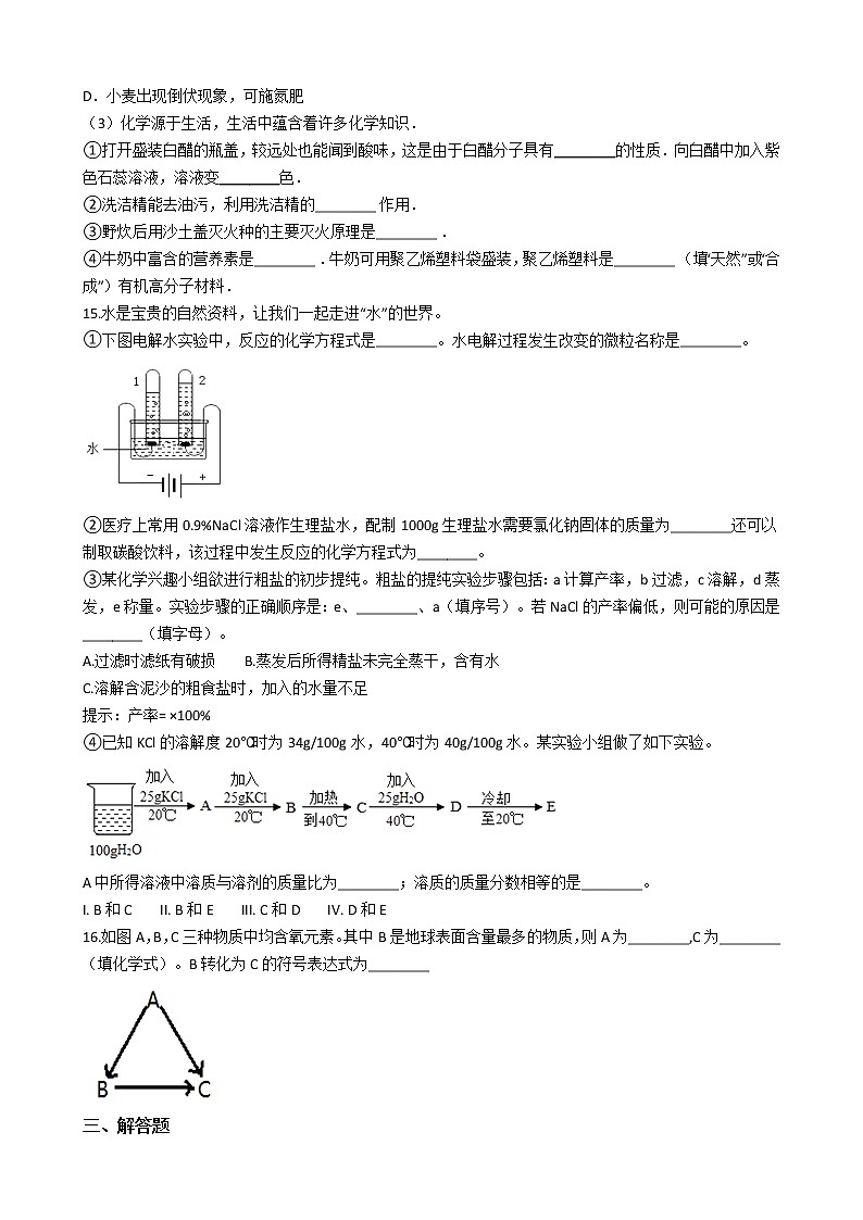 北京课改版九年级化学下册 第12章 盐 单元练习（含解析）03