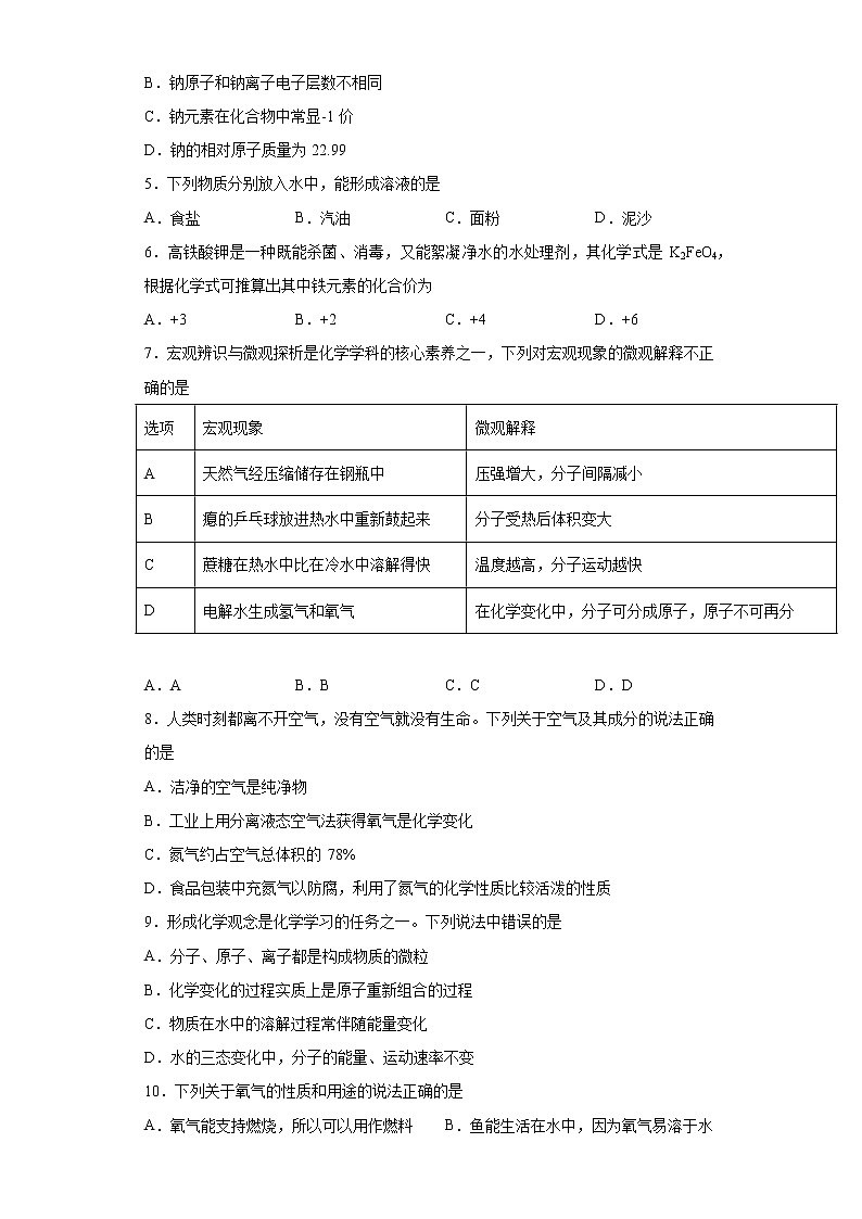 山东省济南市济阳区2021-2022学年九年级上学期期中化学试题（word版 含答案）02
