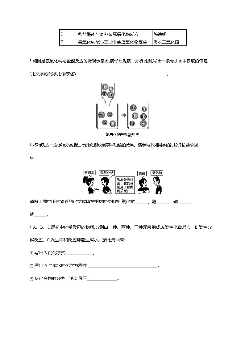 人教版九年级化学下册《第十单元 课题2 酸和碱的中和反应 第1课时》同步练习题及参考答案第2页