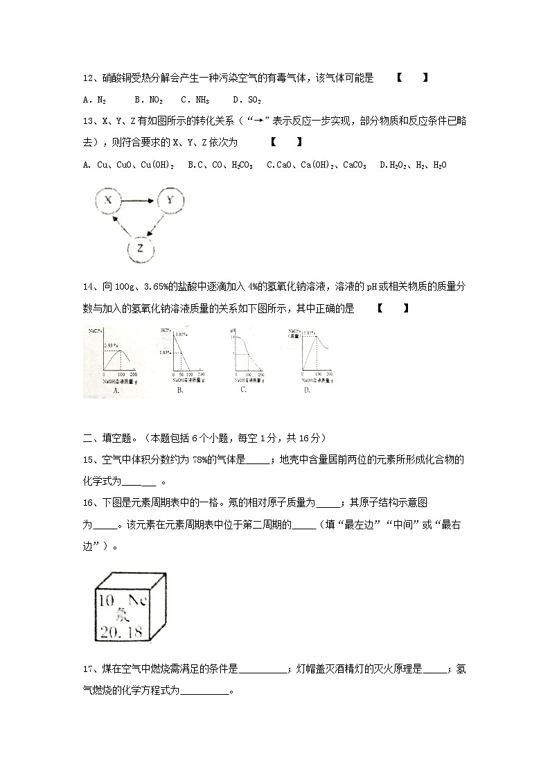 2021-2022人教版初中化学九年级上册期末测试卷（含答案） (2)第3页