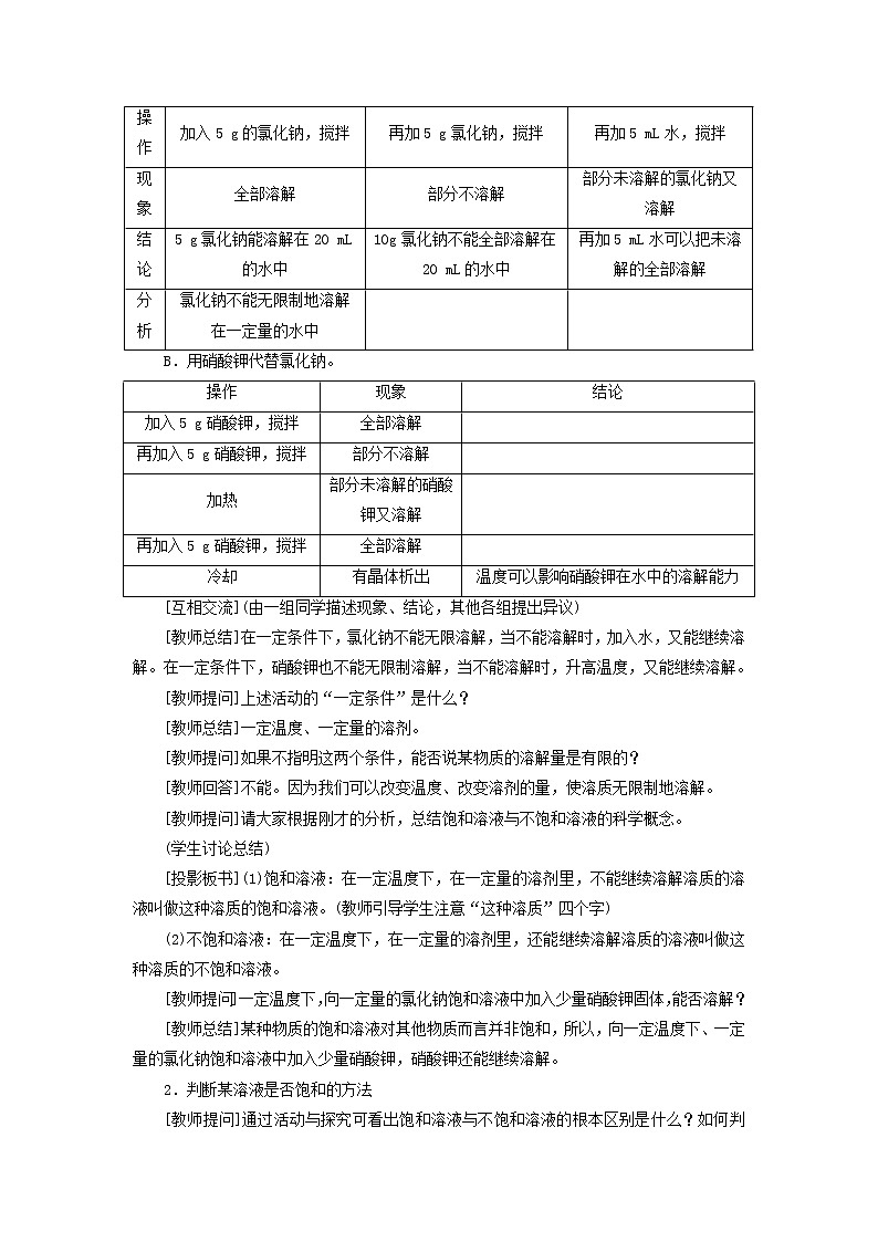 化学人教版九年级下册第九单元课题2第1课时《饱和溶液与不饱和溶液》课件+教案+习题02