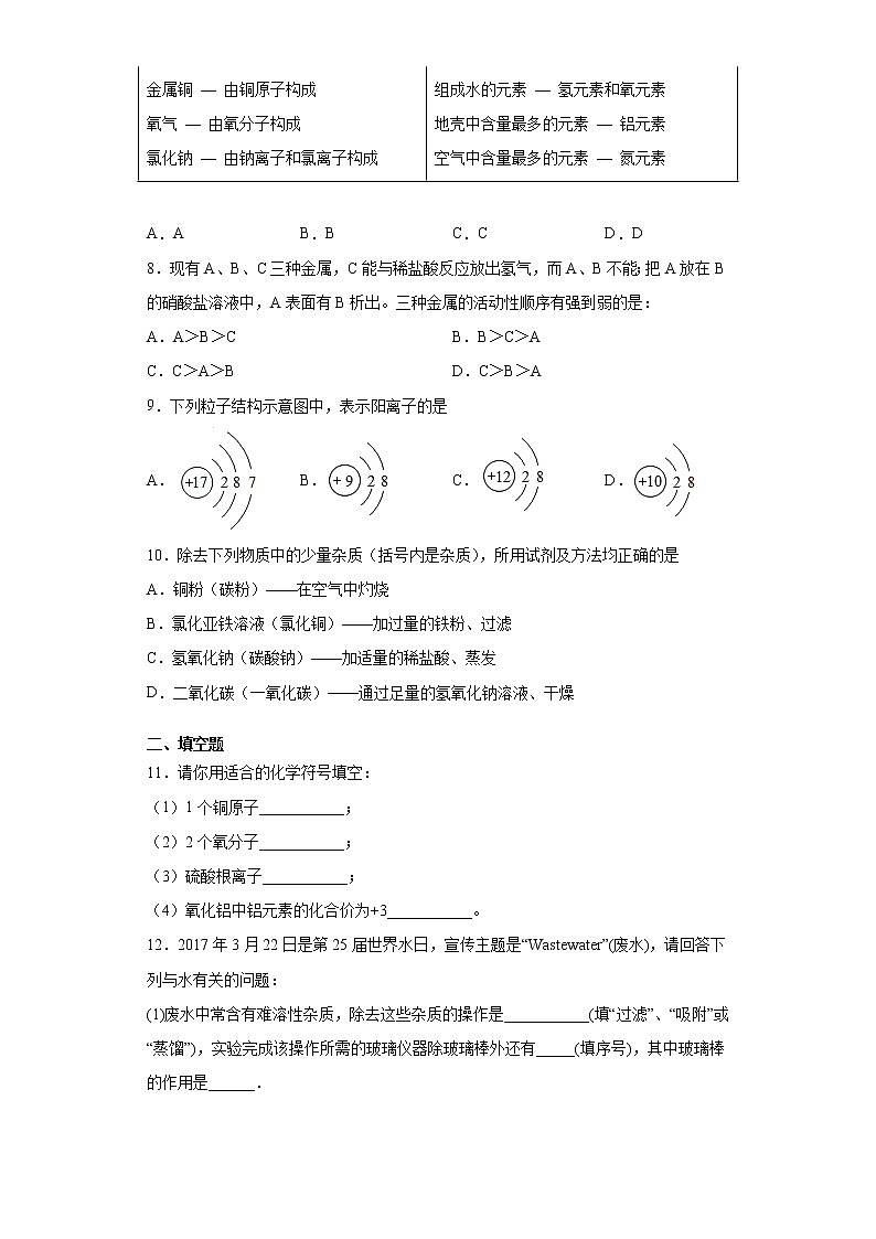 甘肃省武威市古浪县2021-2022学年九年级上学期期末模拟化学试题（word版 含答案）第2页