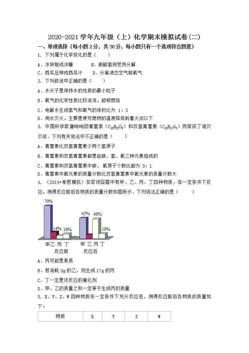 河南省邓州市2021-2022学年九年级上学期期末化学模拟题(二)（word版 含答案）第1页