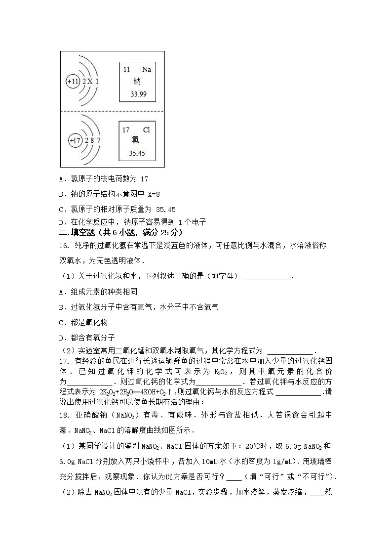 河南省商丘市宁陵县 2021-2022学年九年级上学期化学期末模拟题(二)（word版 含答案）03