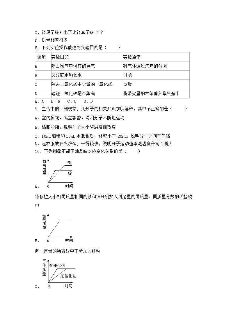 河南省商丘市睢阳区 2021-2022学年九年级上学期化学期末模拟题(三)（word版 含答案）02