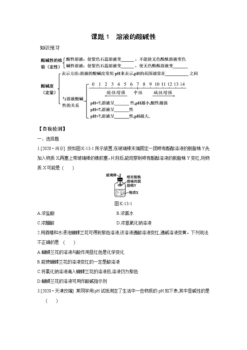 8.1 溶液的酸碱性 课前小测（知识点+检测）-2020-2021学年九年级化学下册（科粤版）01