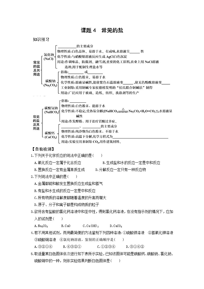 8.4 常见的盐 课前小测（知识点+检测）-2020-2021学年九年级化学下册（科粤版）01