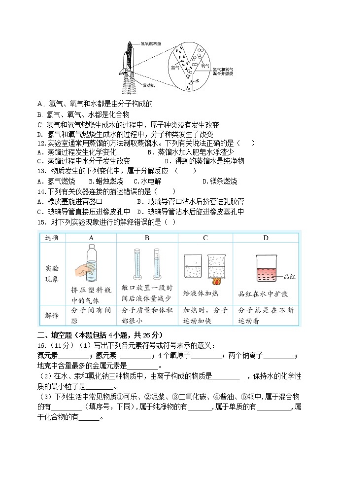 第二单元 探秘水世界 单元测试题 2021年中考化学总复习（鲁教版，机构）（含答案）02