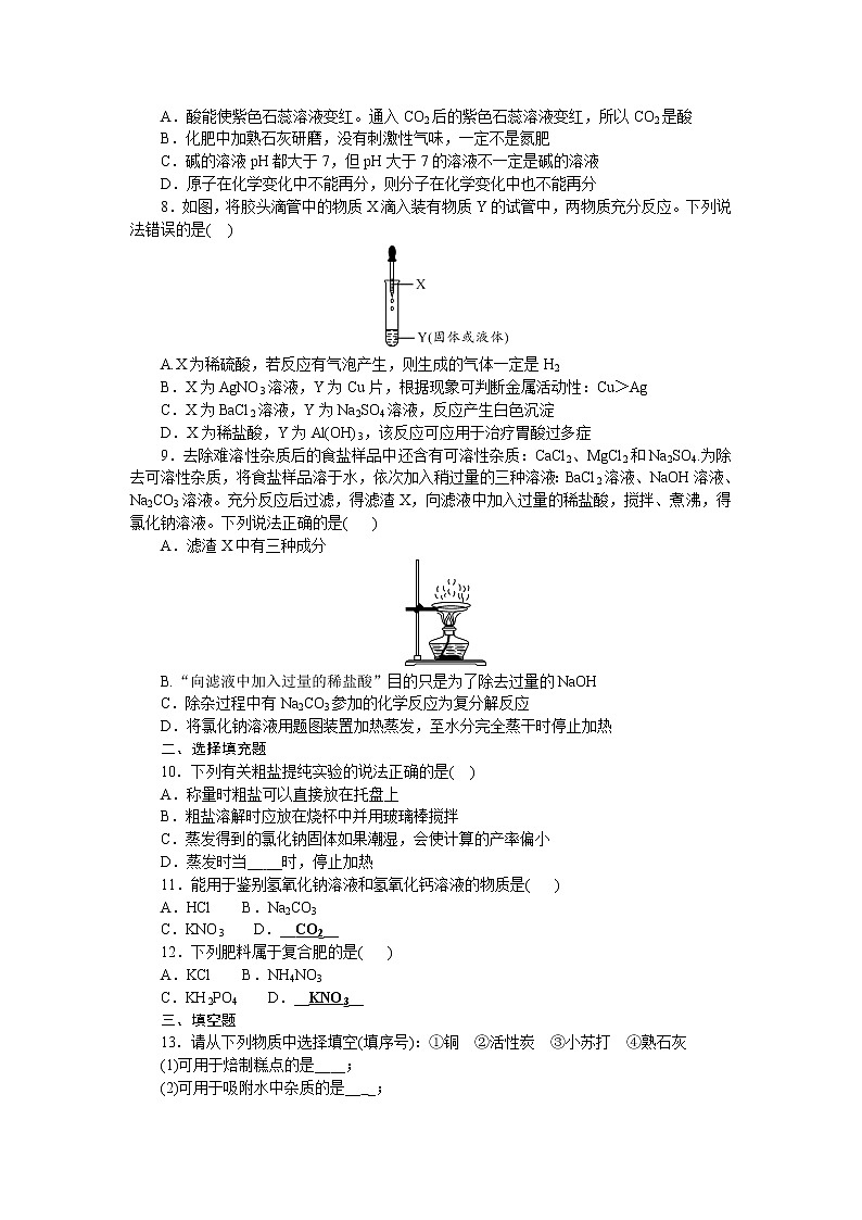 2021年中考化学总复习 第十一单元盐化肥 检测 （word版有答案）第2页