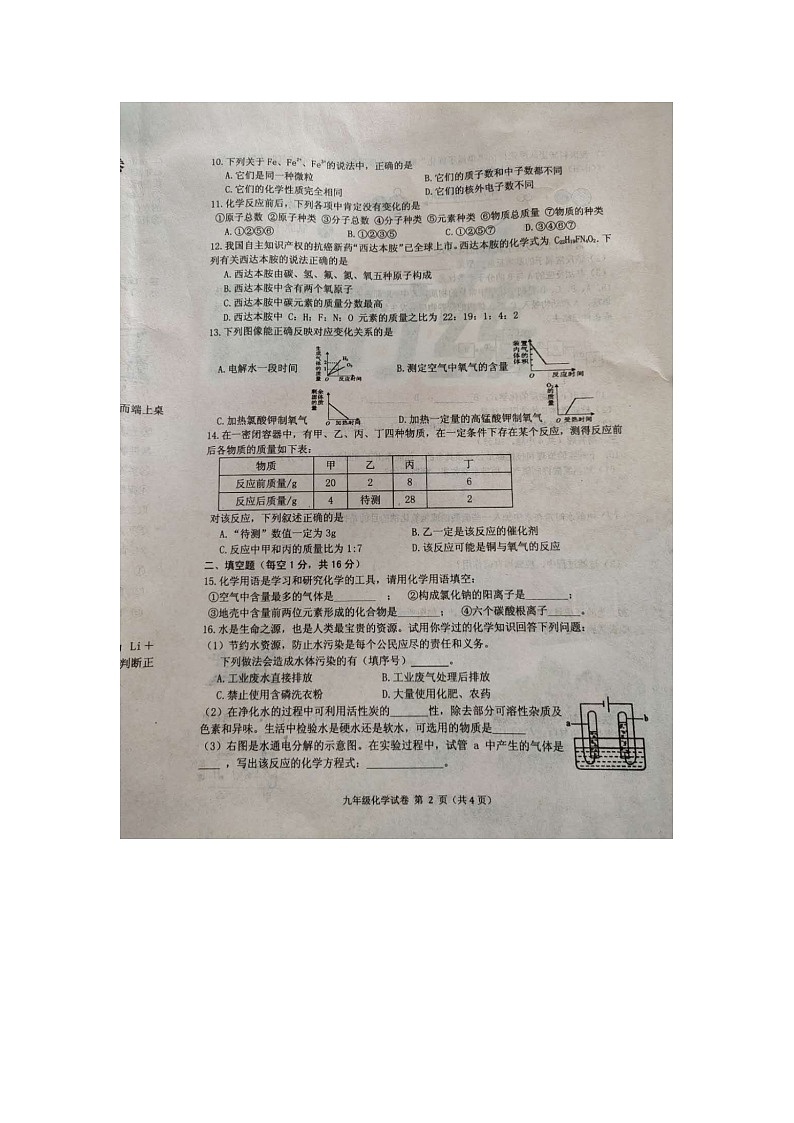 河南省信阳市商城县2020-2021学年九年级上学期期中考试化学试题（图片版 无答案）02