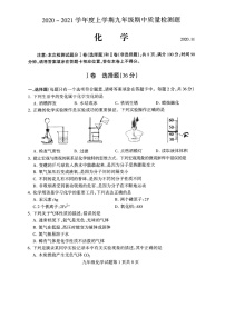 山东省临沂市费县2020-2021学年 九年级化学上学期期中试题（图片版无答案）