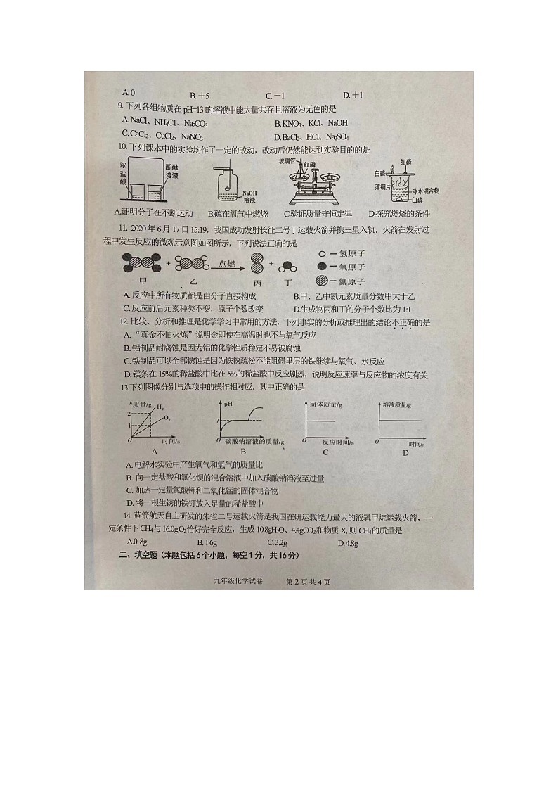 2021年河南省郑州市中牟县中考二模化学试题（图片版无答案）第2页