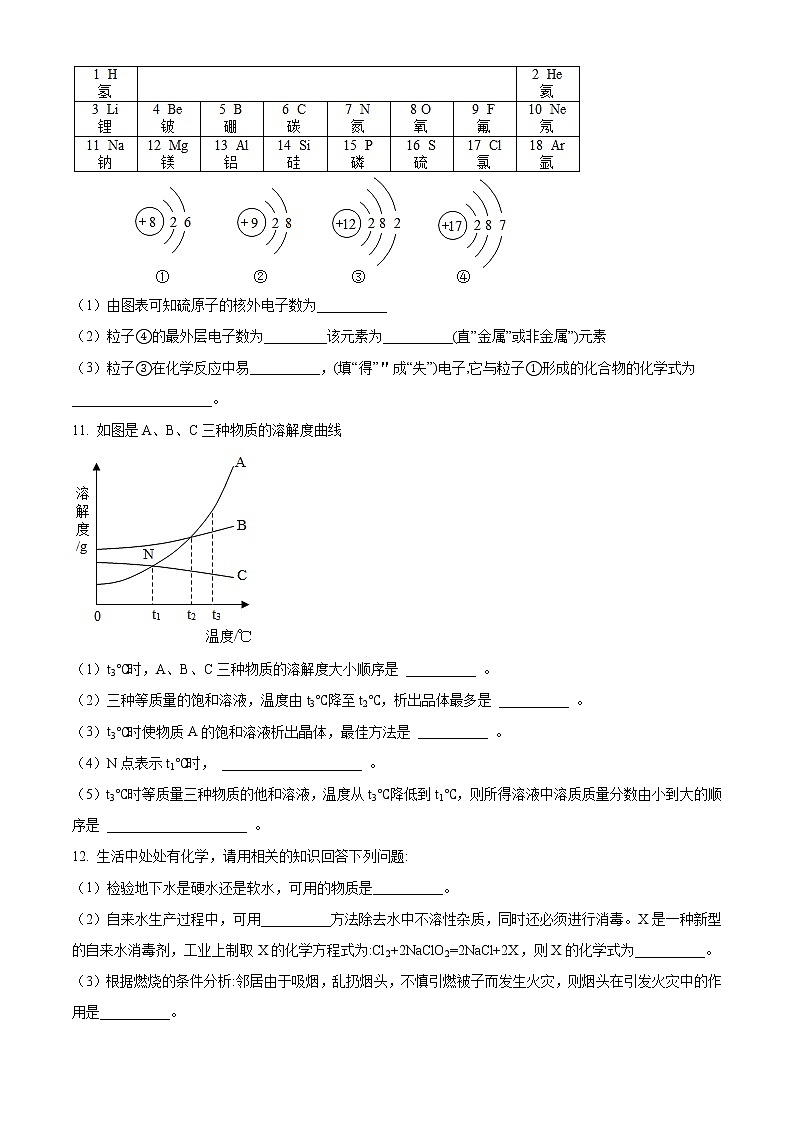 精品解析：2021年四川省达州市渠县崇德实验学校中考一模化学试题（原卷版）第3页