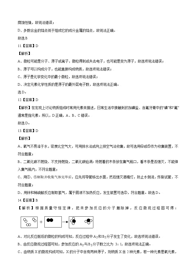 2021-2022学年九年级化学上学期期末测试卷（通用版）02（全解全析）第3页