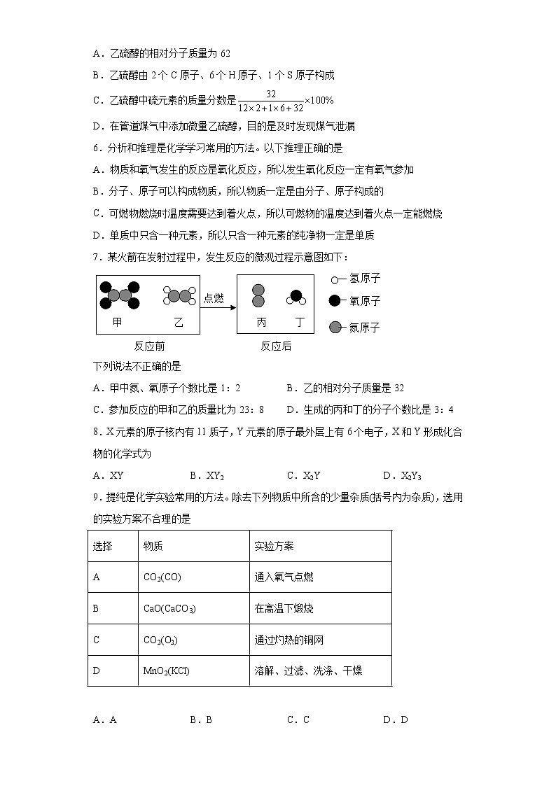 湖北省黄冈.咸宁.孝感三市2021-2022学年九年级上学期阶段检测（二）化学试题（word版 含答案）第2页