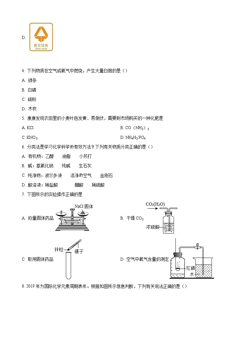 精品解析：2020年河南省南阳市镇平县中考一模化学试题（解析版+原卷版）02