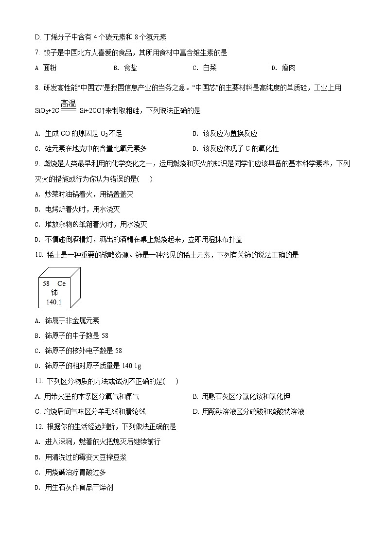 精品解析：2020年河南省南阳市唐河县中考一模化学试题（解析版+原卷版）02
