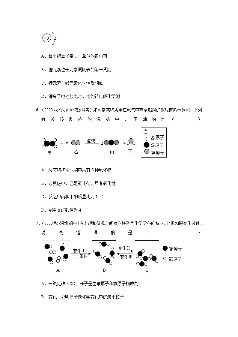 2021年广东省中考化学复习专练（深圳专版）（1）——分子、原子、元素（含解析）第3页