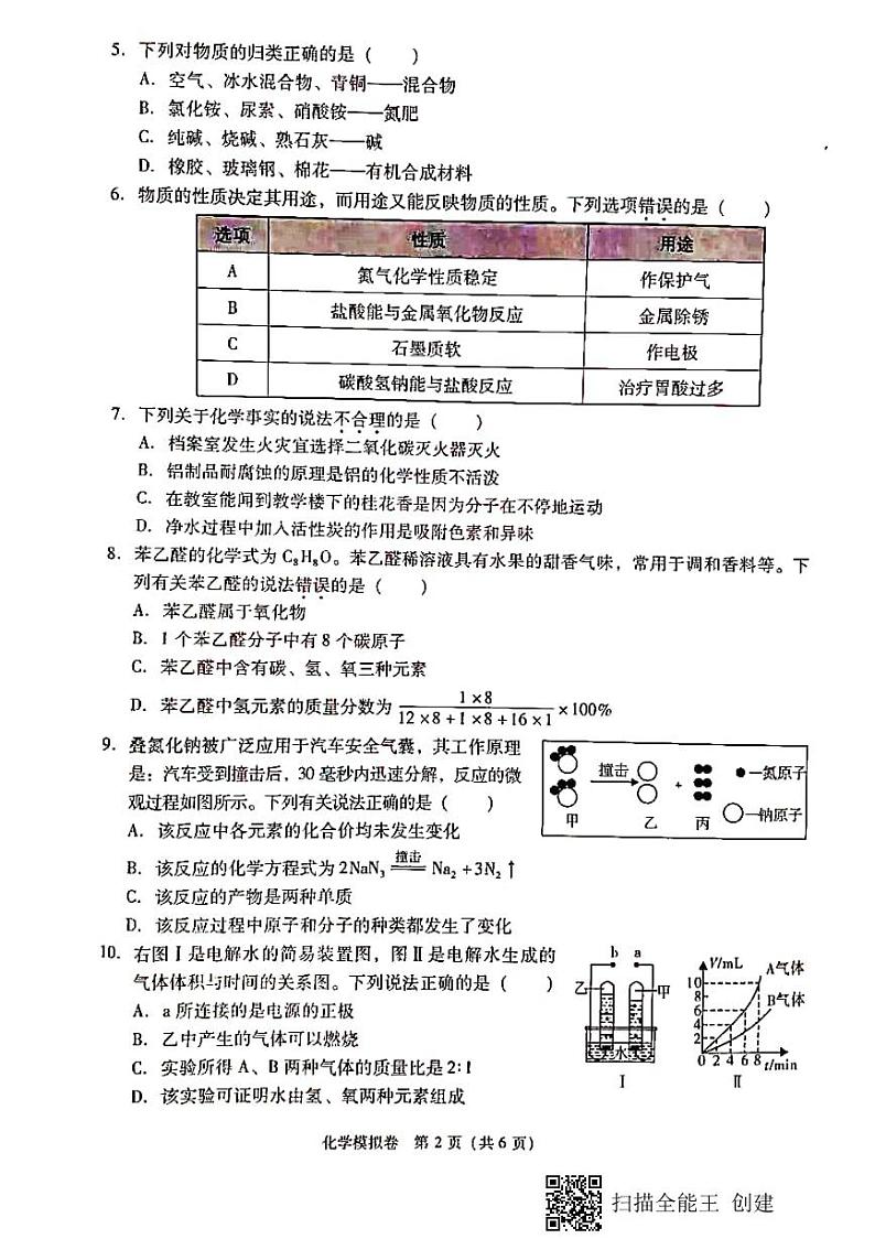 2021年广东省佛山市中考化学模拟试题（图片版无答案）02