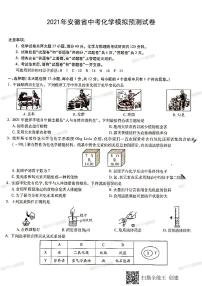 安徽省2021年中考化学模拟预测试卷（一）（PDF版，无答案）