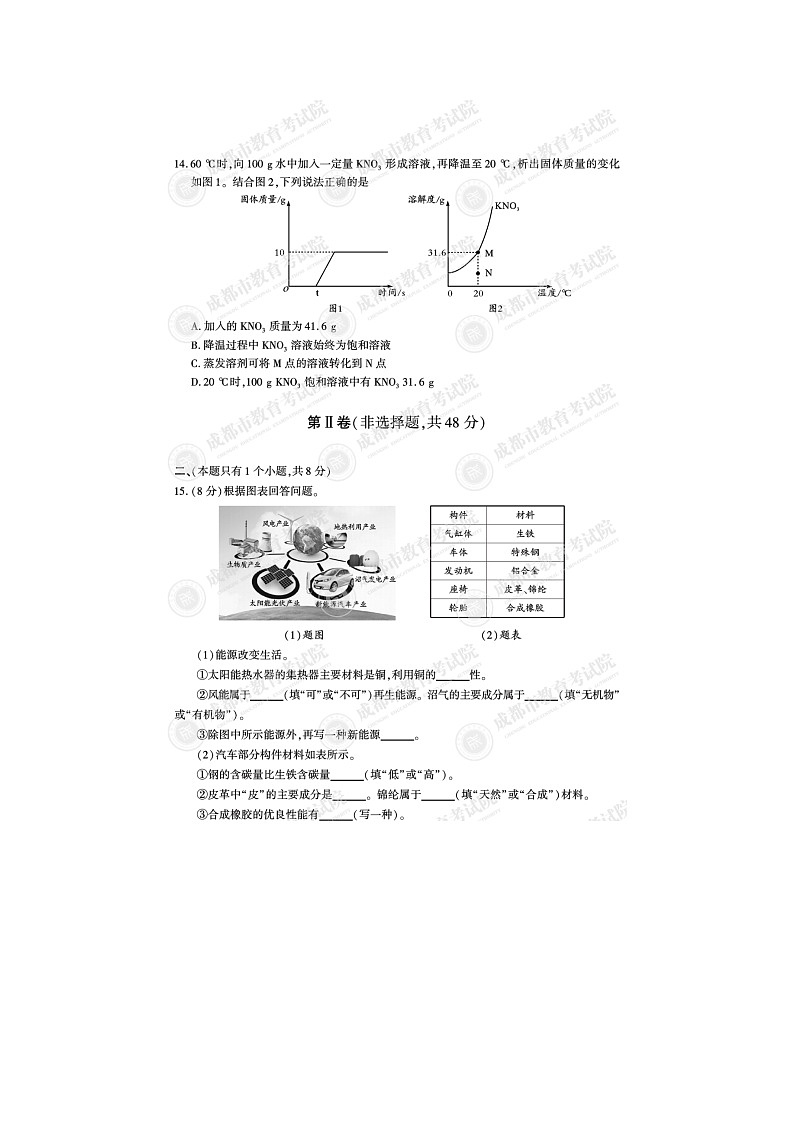 2021年中考化学试题及答案第3页