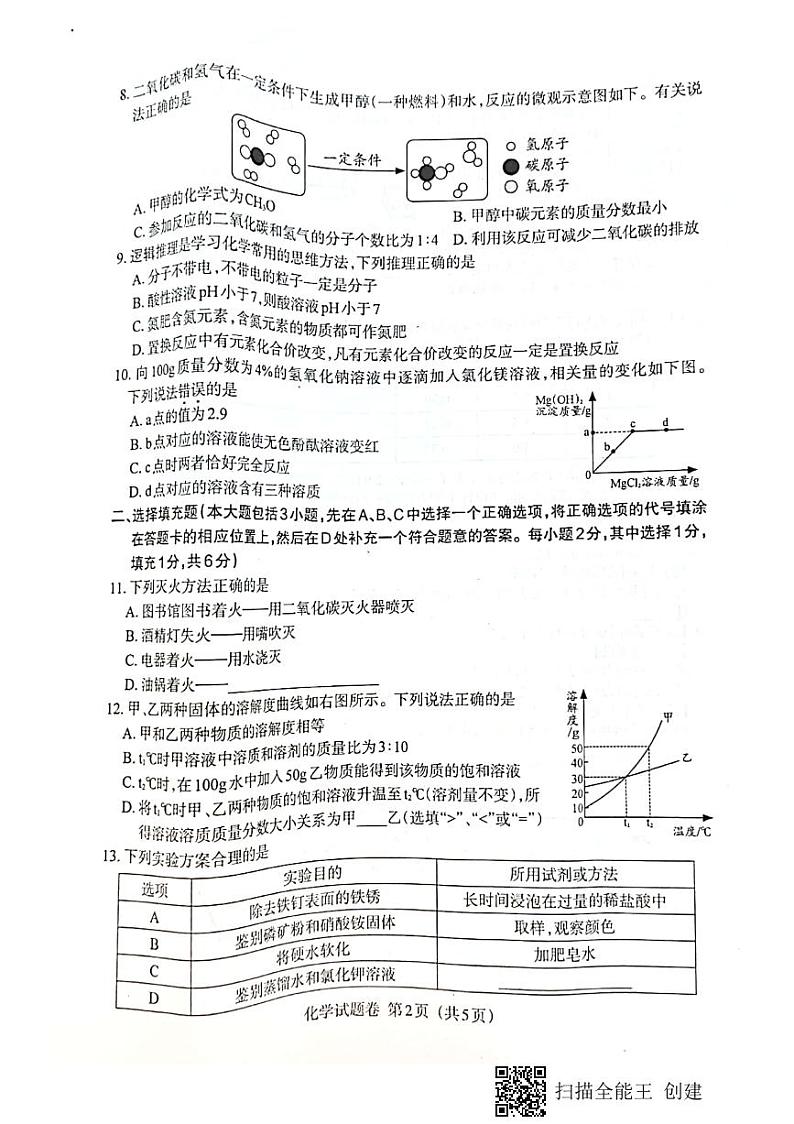 江西省2021年中考化学试卷(PDF版 无答案)02