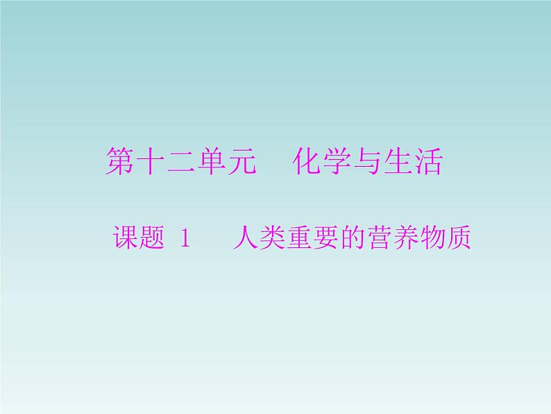 人教五四制初中化学九年级全册《第五单元 课题1 人类重要的营养物质》课件PPT01