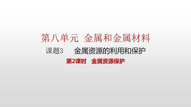 人教版九年级化学下册 第八单元 课题3  金属资源的利用和保护 第2课时  金属资源保护 课件及教案01